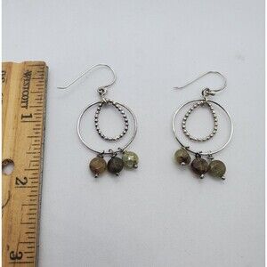 Sterling Silver and Stone Dangle Earrings 925